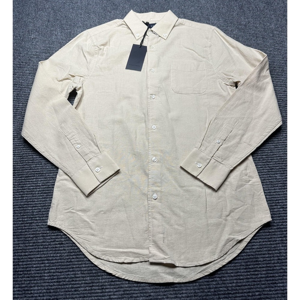 Five Four Shirt Mens Small Khaki Beige Button Down‎ Linen Cotton Elijah New S